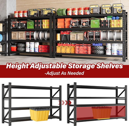 Set of 2 48" Wide Heavy Duty Garage Shelving Units,3000LBS 24 Deep Storage Shelves,Metal Garage Shelves,Large Storage Rack,Steel Shelf,Industrial Shelving for Shop,Warehouse,48" W x 24" D x 70" H