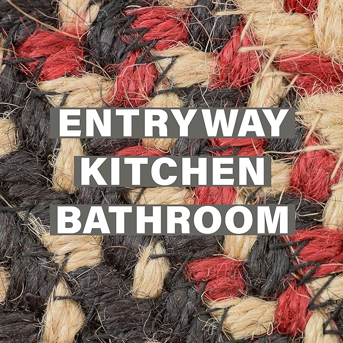 Primitive Star Gloucester Braided Rugs 20x30 - Jute Kitchen Rug for Americana Home Decor, No-Shed Jute, Lays Flat & Easy to Maintain
