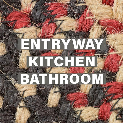 Primitive Star Gloucester Braided Rugs 20x30 - Jute Kitchen Rug for Americana Home Decor, No-Shed Jute, Lays Flat & Easy to Maintain