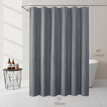 Ebesto Grey Long Shower Curtain 84 Inch Length 1 Piece, Embossed Textured Soft Fabric Bathroom Shower Curtain, Water Repellent Machine Washable Cloth Hotel Spa Bath Decor, 72Wx84L Inches