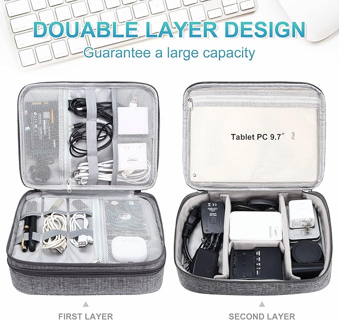 CILLA Electronics Organizer Travel, Travel Cord Organizer Case, Compact Electronics Accessories Bag for Cable, Cord, Charger, Phone