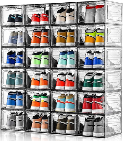 12 Pack Shoe Boxes Shoes Organizer, Shoe Storage Organizer Boxes