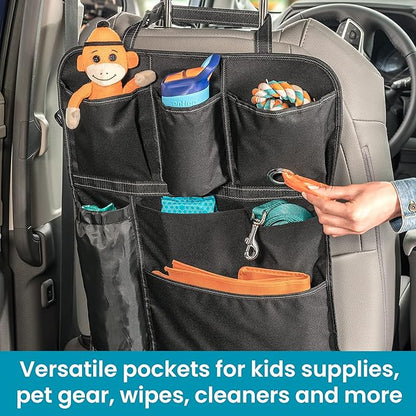 High Road BackPockets Seat Back Organizer - Back of Seat Organizer and Seat Protector with Storage Pockets and Bag Dispensers for Car, SUV, Truck or Van