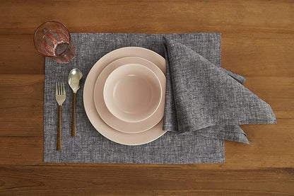 Solino Home Linen Placemats Set of 4-100% Pure Linen Chambray Black Cloth Placemats 14 x 19 Inch for Winter - Athena