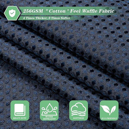 meioro Navy Blue Shower Curtain, Waffle Weave 256GSM Heavy Duty Textured Fabric Shower Curtains for Bathroom Hotel Spa, Luxury Weighted Polyester Cloth Bath Curtain Set with 12 Hooks, 72Wx78H