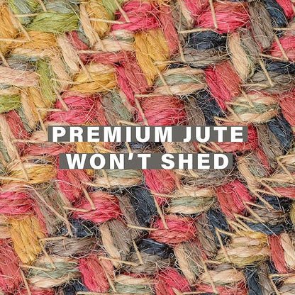 Homespice Kingston Oval Jute Area Rugs 8x10' – Ideal as Multi Color Rugs for Living Room, Bedroom and Dining Area