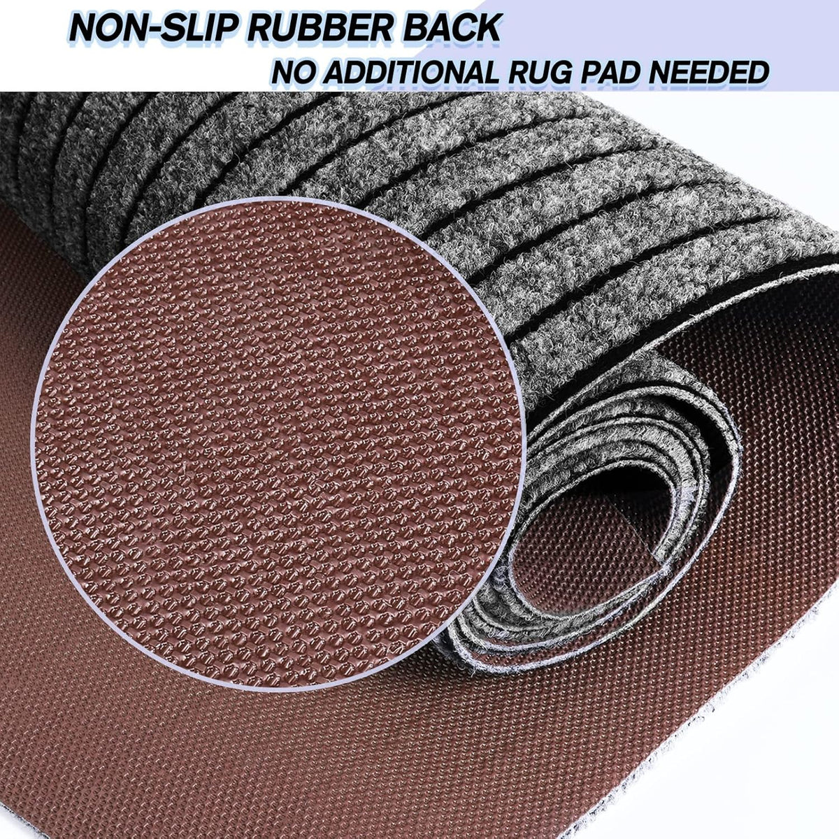 Custom Size Backed Non-Slip Area Rugs Runner, Easy Clean, Waterproof Runner Rugs for Hallway Entryway, Kitchen, Laundry, 4FT x 32FT, Gray Stripe