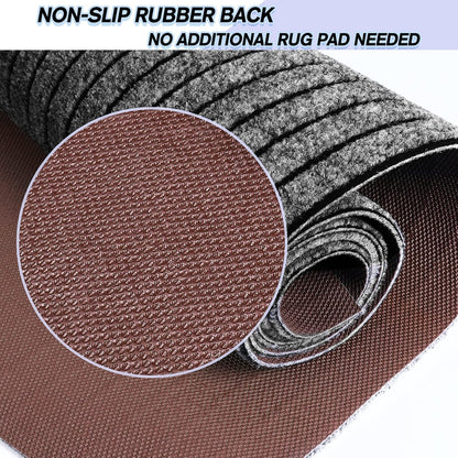 Custom Size Backed Non-Slip Area Rugs Runner, Easy Clean, Waterproof Runner Rugs for Hallway Entryway, Kitchen, Laundry, 2FT x 37FT, Gray Stripe