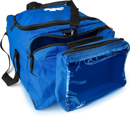 ASA TECHMED Large EMT First Responder Trauma Medical Bag Empty for Home 21x12x9 Inches, Office, School, EMTs, Paramedics, First Responders, Blue