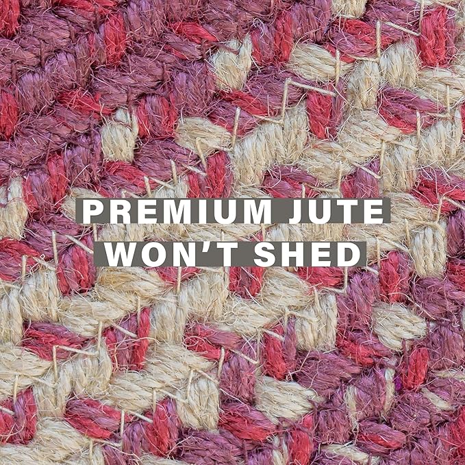 Homespice Autumn Maple Braided Area Rug 5x8' - Burgundy and Tan Braided Rugs for Dining Room and Living Room