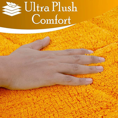 C23 Luxury 2200 GSM Heavyweight Bath Mat | 100% Tufted Cotton | 20"x32" Mustard Yellow Thick & Plush Bathroom Rug | Ultra-Absorbent, Quick Dry, Anti-Slip Natural Latex Back, Machine Washable, 1 Piece