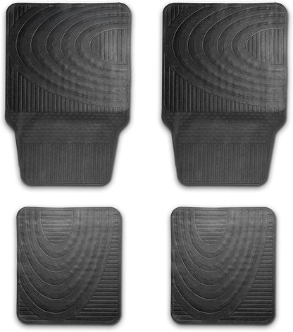 NASCAR Essential Car Floor Mats – 4-Piece Set | All-Weather Protection | Universal Fit for Cars, Trucks & SUVs | Trim-to-Fit | Black Rubber Floor Mats