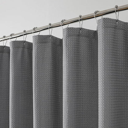 OWENIE Grey Shower Curtain 84 Inches Extra Long, Waffle Weave Heavy Fabric Shower Curtain for Bathroom, Waterproof Soft Hotel Spa Luxury Elegant Bath Curtains, Machine Washable, Grey, 72x84 Inch