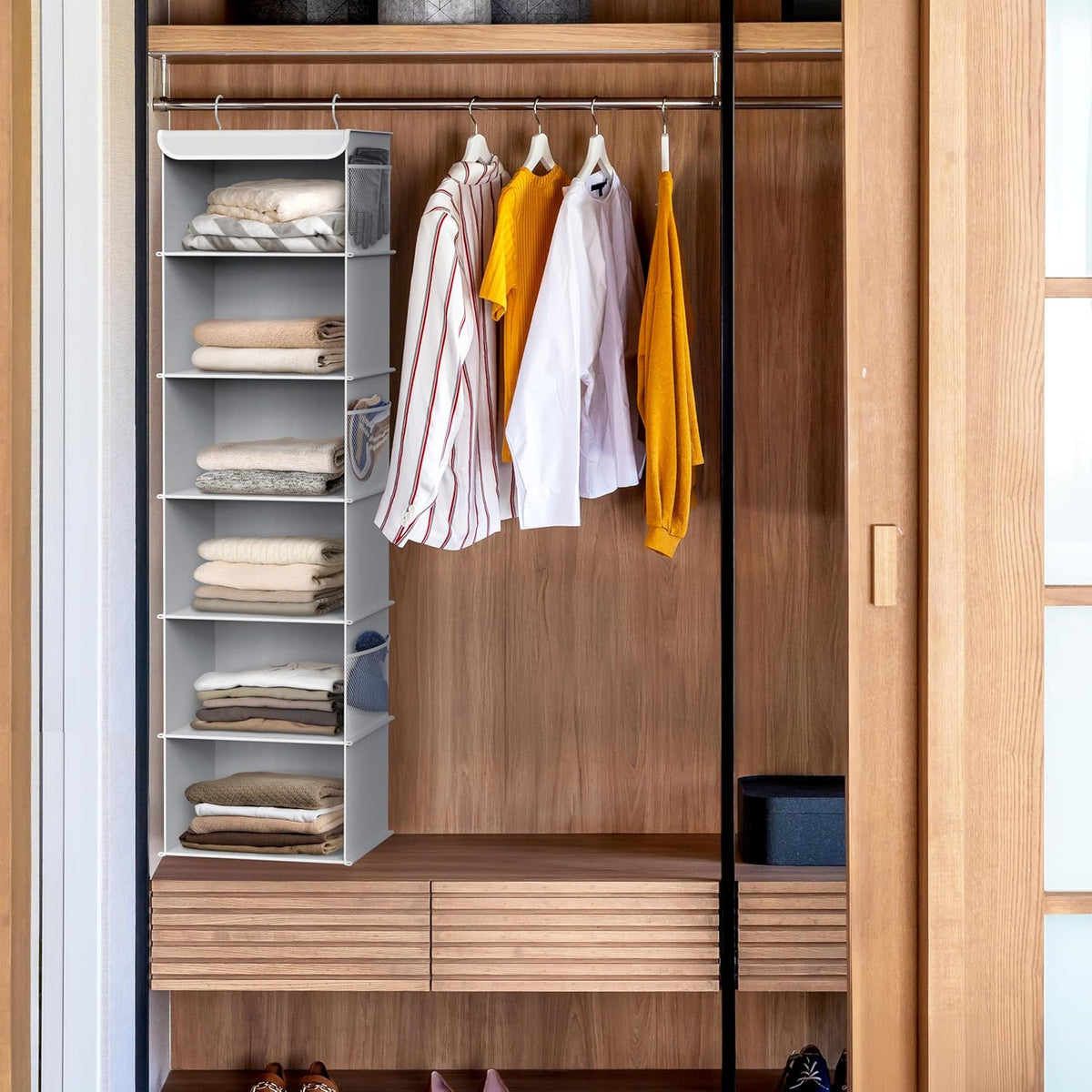 Simple Houseware 6 Shelf Hanging Closet Organizer, Gray