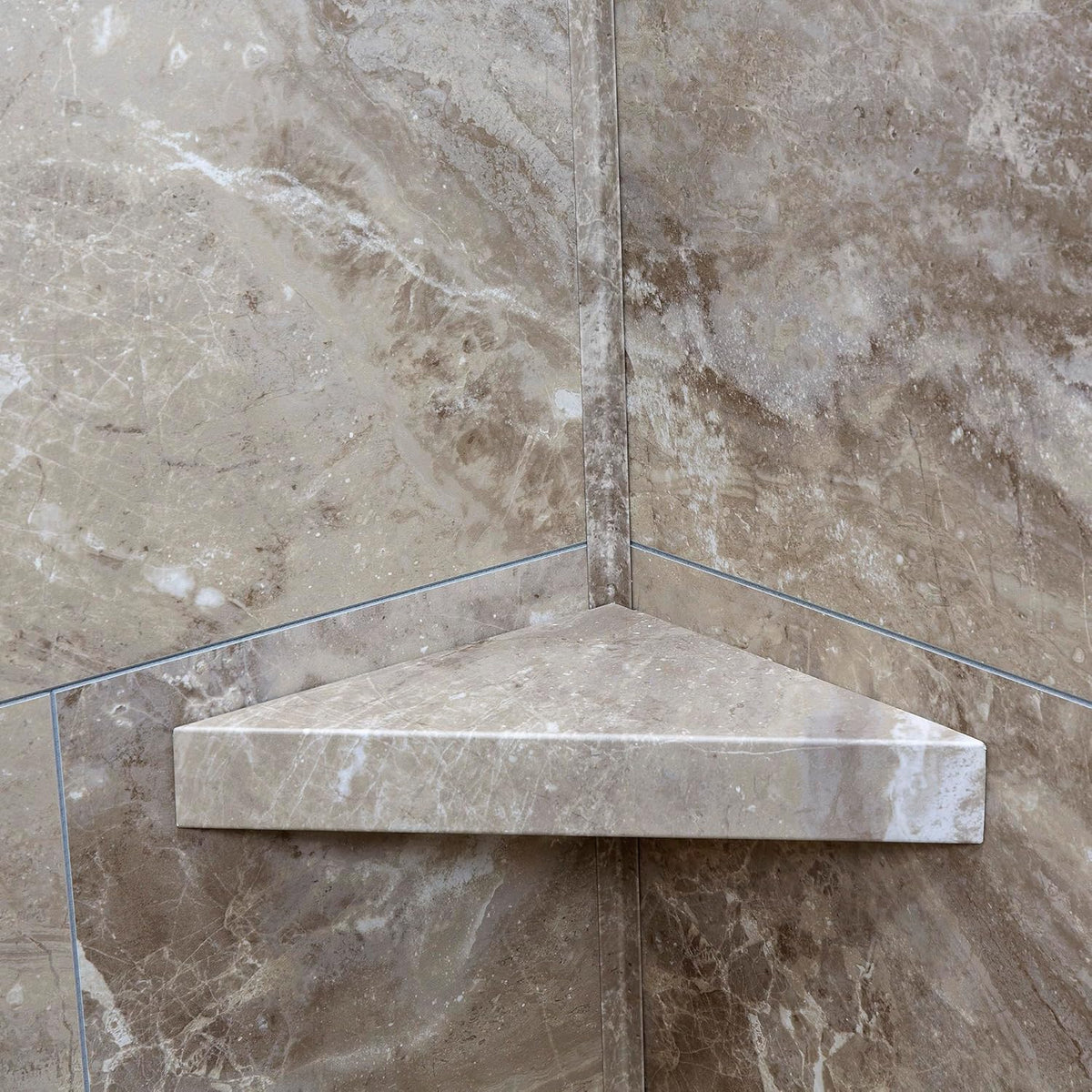 Palisade Vinyl Waterproof Corner Shower Shelf in Venetian Marble
