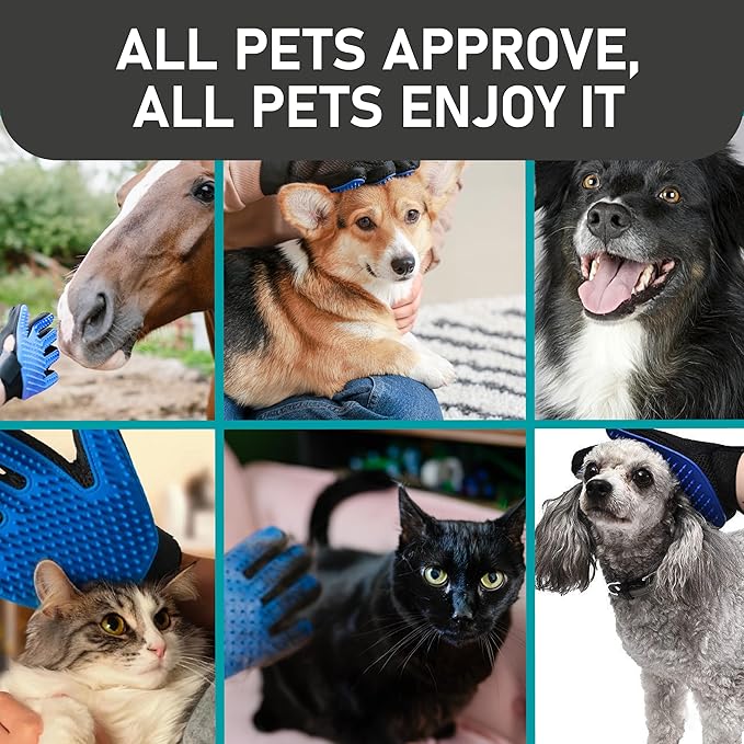 Maxpower Planet Pet Grooming Gloves for Dogs and Cats - Grooming Mitt for Dogs -Cat Gloves - Hair Removal Bruh - All Hair Types