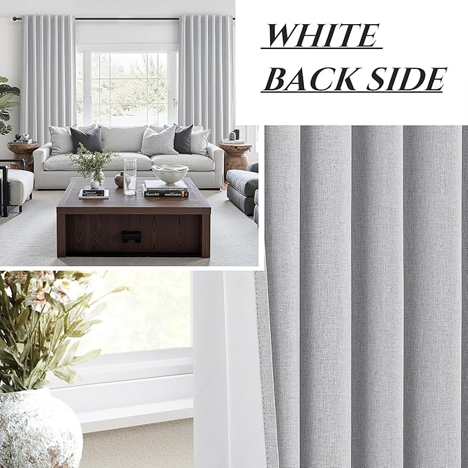 Light Grey Blackout Curtains 102 Inch Length 2 Panels Set