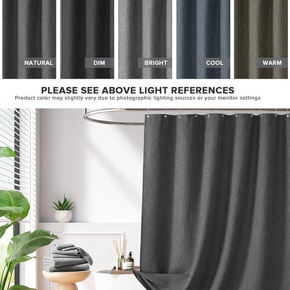 Madison Park Shower Curtain Waffle Weave, Cationic Dyed, Waffle Shower Curtain 3M Scotchgard Moisture Management, Farmhouse Extra Long Shower Curtains for Bathroom, Extra Long: 72"x84" Charcoal