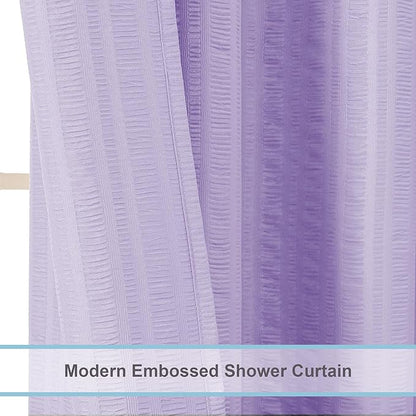 Aiyufeng Light Purple Shower Curtain for Bathroom, Embossed Textured Fabric Shower Curtain for Bathroom - Soft Cloth & Hotel Spa, Machine Washable, 72X84, Light Purple