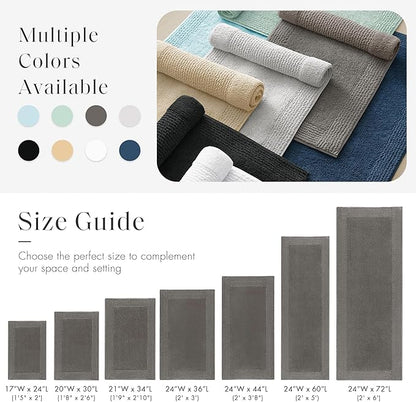 Madison Park Splendor Reversible 100% Cotton Tufted Bathroom Rug-3000 GSM Hotel Quality Luxurious Plush Medium Pile Bath Mat Absorbent, Quick Dry, Shower Room Décor, 21x34, Charcoal