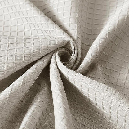 Indecor Home Luxury Waffle Weave Heavy Weight CVC Poly Cotton Blended Fabric Shower Curtain Elegant Hotel Style Fabric for Bathroom, Water Repellent, Machine Washable Taupe Waffle