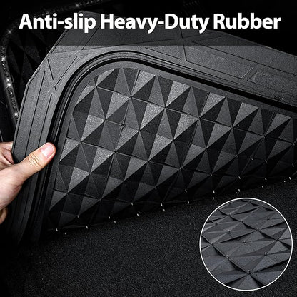 CAR PASS Bling Diamond Rubber Car Mats, Heavy Duty Deep Dish All-Weather Floor Mat Full Set Anti-Slip 3D Rhombus Waterproof Trim to Fit Liner Universal Glitter Sparkly Shining Rhinestone, 3 Pcs Black