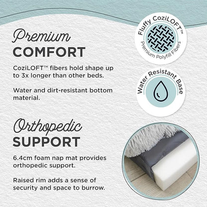 Best Friends by Sheri Nap Mat Dog Bed with Bolster - Washable Crate Pad, Removable Cover, Frost, Medium, 30x17