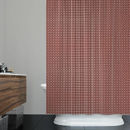 ggaimwf 72x78 Inch Solid Color Shower Curtain for Bathroom Waffle Bath Water Resistant Fabric Curtains Coffee Modern Thick Shower Stall Curtain with Metal Hooks
