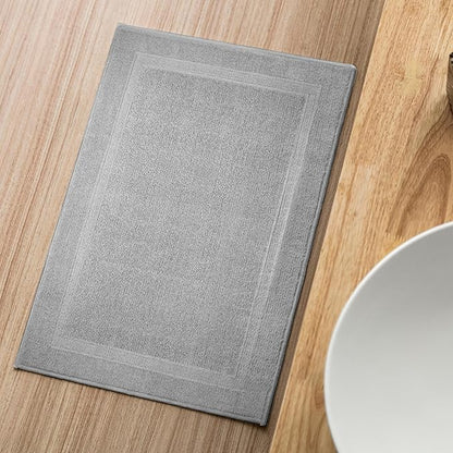 Infinitee Xclusives Premium Cotton Bath Mats for Bathroom – Pack of 2 | 34x22 Inches | Ultra Soft, Super Absorbent, Non-Slip, Machine Washable Mats (Charming Grey) [Not a Rug]