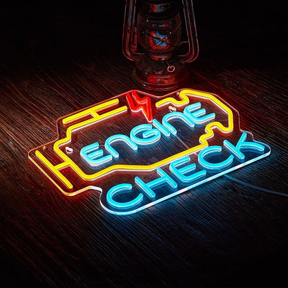 Check Engine Neon Sign for Garage Wall Decor Check Engine Neon Signs Car Auto