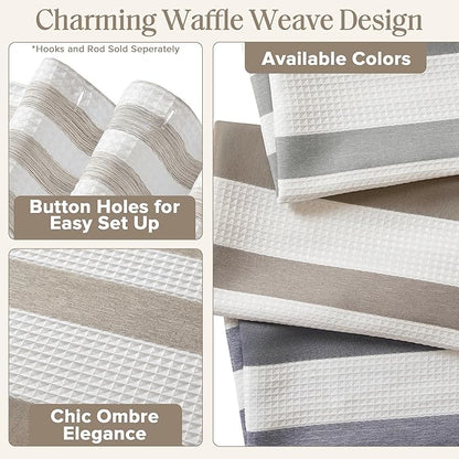 Madison Park Shower Curtain Spa Waffle Weave Wide Shower Curtain for Bathroom 3M Scotchgard Moisture Management, Spa Quality Modern Shower Curtains for Bathroom, Extra Wide 108"x72" Taupe Ombre