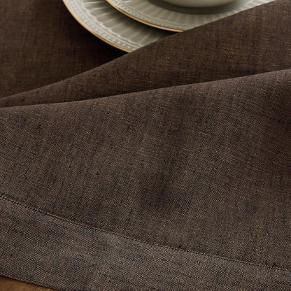 Solino Home Linen Placemats Set of 4-100% Pure Linen Chambray Brown Cloth Placemats 14 x 19 Inch - Athena