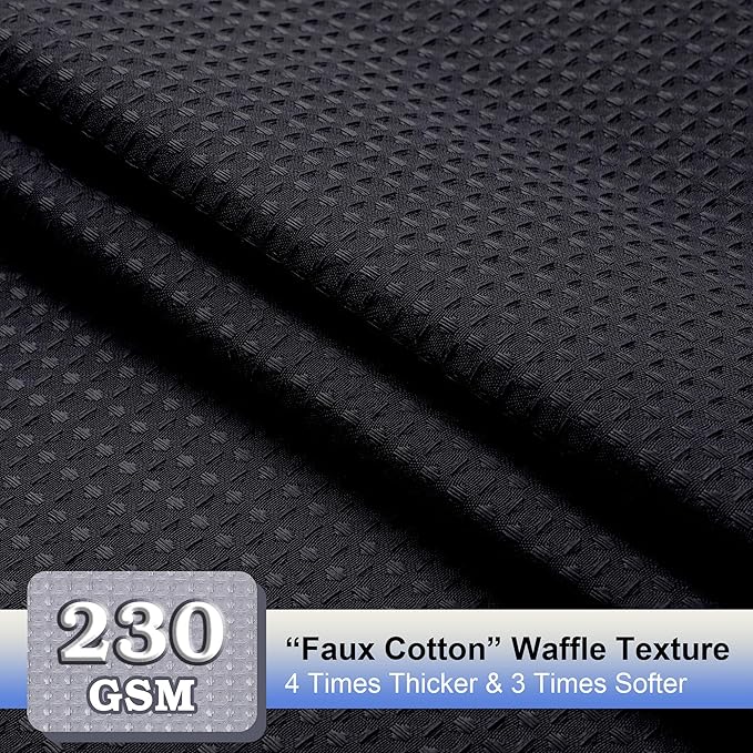 OVZME Extra Long Shower Curtain Set- 96 Inch Long Waffle Weave Heavy Duty Fabric Shower Curtains for Bathroom, Luxury Heavy Duty Thick Cloth Shower Curtain with 12 Plastic Hooks, 72x96, Black