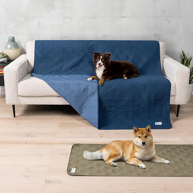 PetAmi Waterproof Couch Cover for Dogs, Reversible Furniture Cover Sofa Protector for Pet Cat Bed, Washable Blanket Dog Cover for Couch Seat, 68x82 Blue
