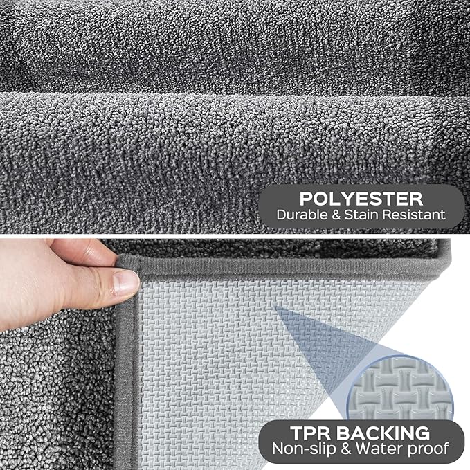DOMUSTEX Machine Washable (24" x 36"+ 24" x 60"') Kitchen Rugs Set of 2, Non Slip Kitchen Mats for Floor, Absorbent Entrance Runner Rugs for Bedroom, Hallway, Bathroom, Door (Roll Packing)