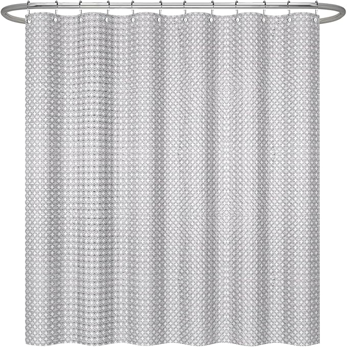 ggaimwf 72x72 Inch Solid Color Shower Curtain for Bathroom Waffle Bath Water Resistant Fabric Curtains Platinum Gray Modern Thick Shower Stall Curtain with Metal Hooks