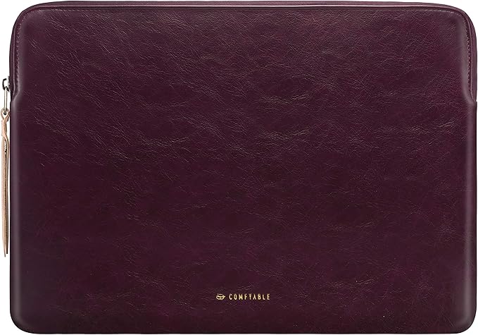 Comfyable Slim Laptop Sleeve Compatible with 13 Inch MacBook Air 13 in M4 M3 M2 M1, 13" MacBook Pro, PU Leather Bag Water-Resistant Cover Case, Berry Brown