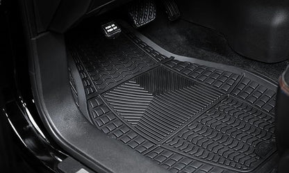 Armor All Floor Protector, Universal Floor Mats for Cars, Trucks, and SUVs, All-Season & Heavy-Duty Mats, No-Trim Fit for Easy Installation, Premium Quality and Easy to Clean, Black (4-Piece)