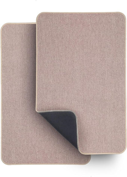 Bath Mat,Ultra Thin Bathroom Rugs,Rubber Bath Mats for Bathroom,No Slip Bath Rugs,Quick Dry,Machine Washable,Low Pile,Absorbent,Shower Outside,Sink,Home Decor Accessories.Beige,1'5"x2'3"(2 Pack)