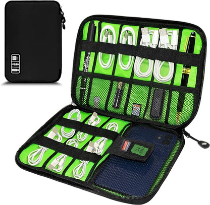 Electronics Organizer,Travel Cord Organizer Pouch, Portable Cable Organizer Bags,Travel Electronic Accessories Storage Case for Cables, Cords, Charger, Phone (Black)