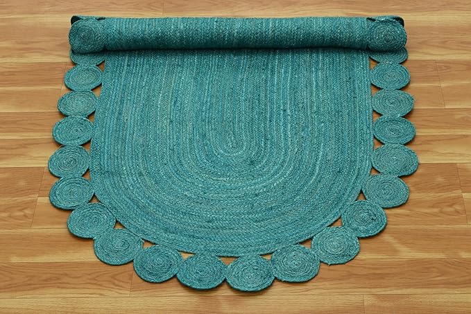 Oval Rug 10x16 Area Rug Kilim Rug Turquoise Solid Design 0.27 inches ThickIndoor Outdoor Rug Flatweave Rug High Traffic Area Lake House Bedroom Dining Room Living Room