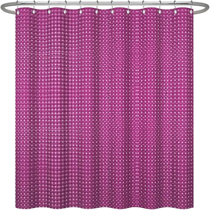 ggaimwf 72x72 Inch Solid Color Shower Curtain for Bathroom Waffle Bath Water Resistant Fabric Curtains Purple Modern Thick Shower Stall Curtain with Metal Hooks