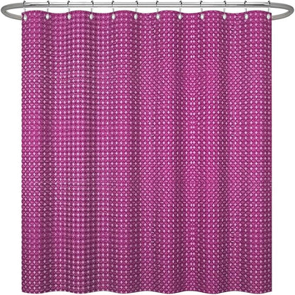 ggaimwf 72x72 Inch Solid Color Shower Curtain for Bathroom Waffle Bath Water Resistant Fabric Curtains Purple Modern Thick Shower Stall Curtain with Metal Hooks