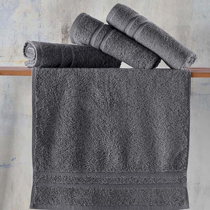 Hawmam Linen Cool Grey Hand Towels 4-Pack - 16x29 Turkish Cotton Premium Quality Soft - Small Towels for Bathroom