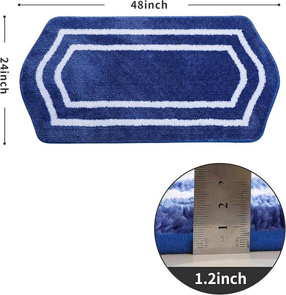 COSY HOMEER Extra Thick Bath Linen Sets Rugs - Anti-Slip Bath Mats Soft Plush 100% Strong Polyester Living Room Bathroom Water Absorbent(Blue,24x48 - Inches)