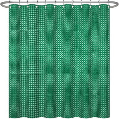 ggaimwf 72x96 Inch Solid Color Shower Curtain for Bathroom Waffle Bath Water Resistant Fabric Curtains Green Modern Thick Shower Stall Curtain with Metal Hooks