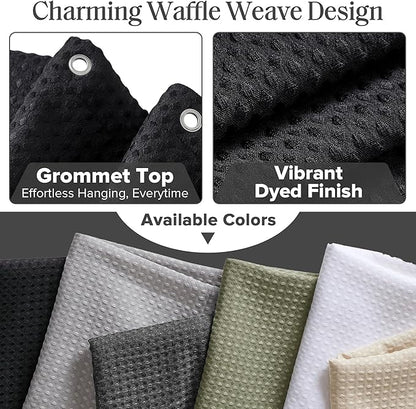 Madison Park Shower Curtain Waffle Weave, Vibrant Dyed, Waffle Shower Curtain 3M Scotchgard Moisture Management, Farmhouse Long Shower Curtains for Bathroom, Long: 72x78 Black