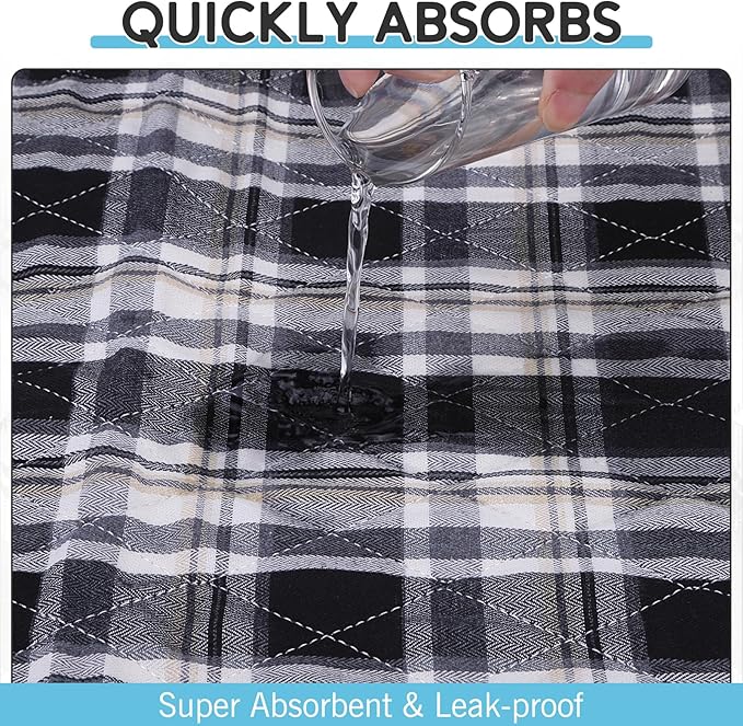 ESGPET Washable Pee Pads for Dogs - 24”x36” 4PCS, Whelping Pad for Puppy Training, Playpen Crate Bed Floor Protector, Reusable Dog Potty Pads Non-Slip, Super Absorbent & Odor Controlling, Black Plaid