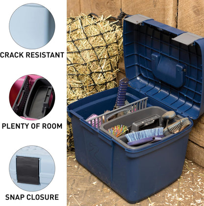 HORZE Smart Grooming Box for Horses, Dogs, Cats with Removable Tray | Non-Slip, Crack Resistant | 16" x 12" x 12" - Wild Rose Pink - One Size