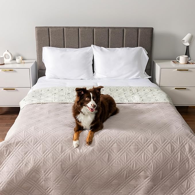 PetAmi Waterproof Dog Bed Cover, Reversible Furniture Protector for Cats & Dogs, Washable Blanket for Couch Seat, 102x82 Beige